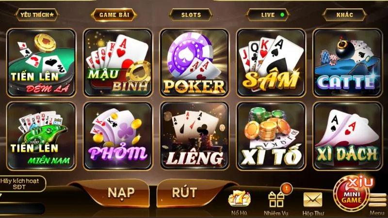 Vicclub có hầu hết các game bài truyền thống quen thuộc để game thủ so tài chiến thuật